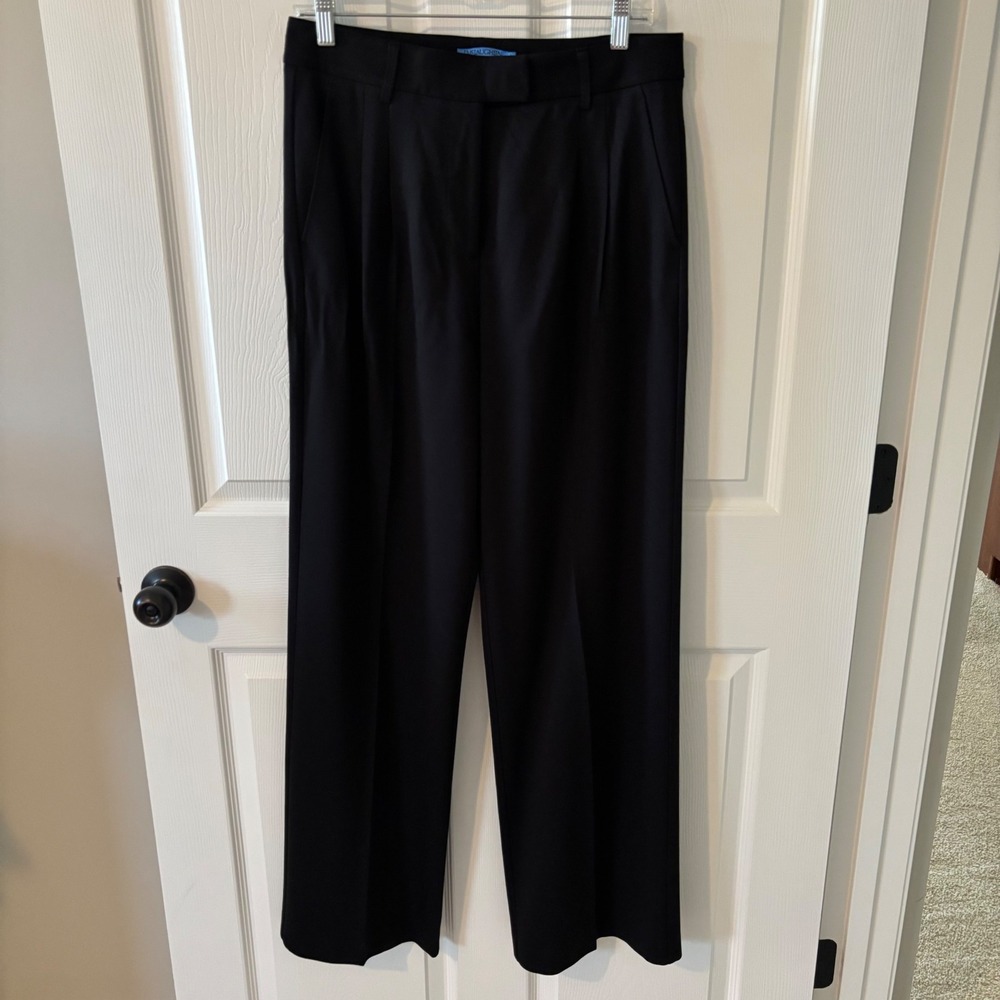 J.McLaughlin Womens Black Wide Leg Pleated Trousers Size 6 High Rise Stretch - Picture 1 of 5
